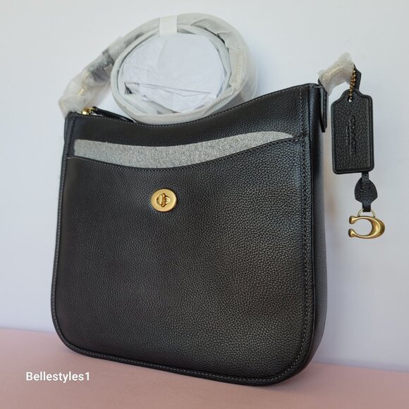 COACH Chaise Pebbled Leather Crossbody Bag- Black color $238. - Picture 3 of 16